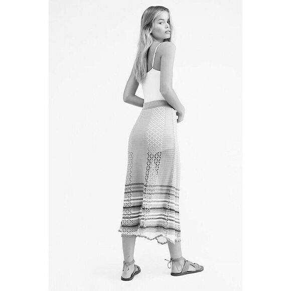 NEW FREE PEOPLE CROCHET KNIT DANNIE HALF SLIP MIDI SKIRT - Picture 3 of 3